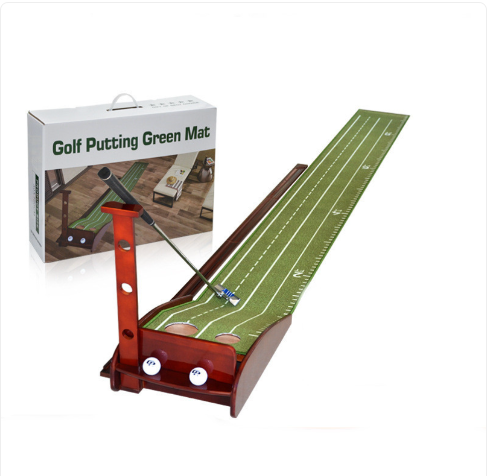 SHANK Mahogany Putting Trainer — Dual-Hole Auto Return