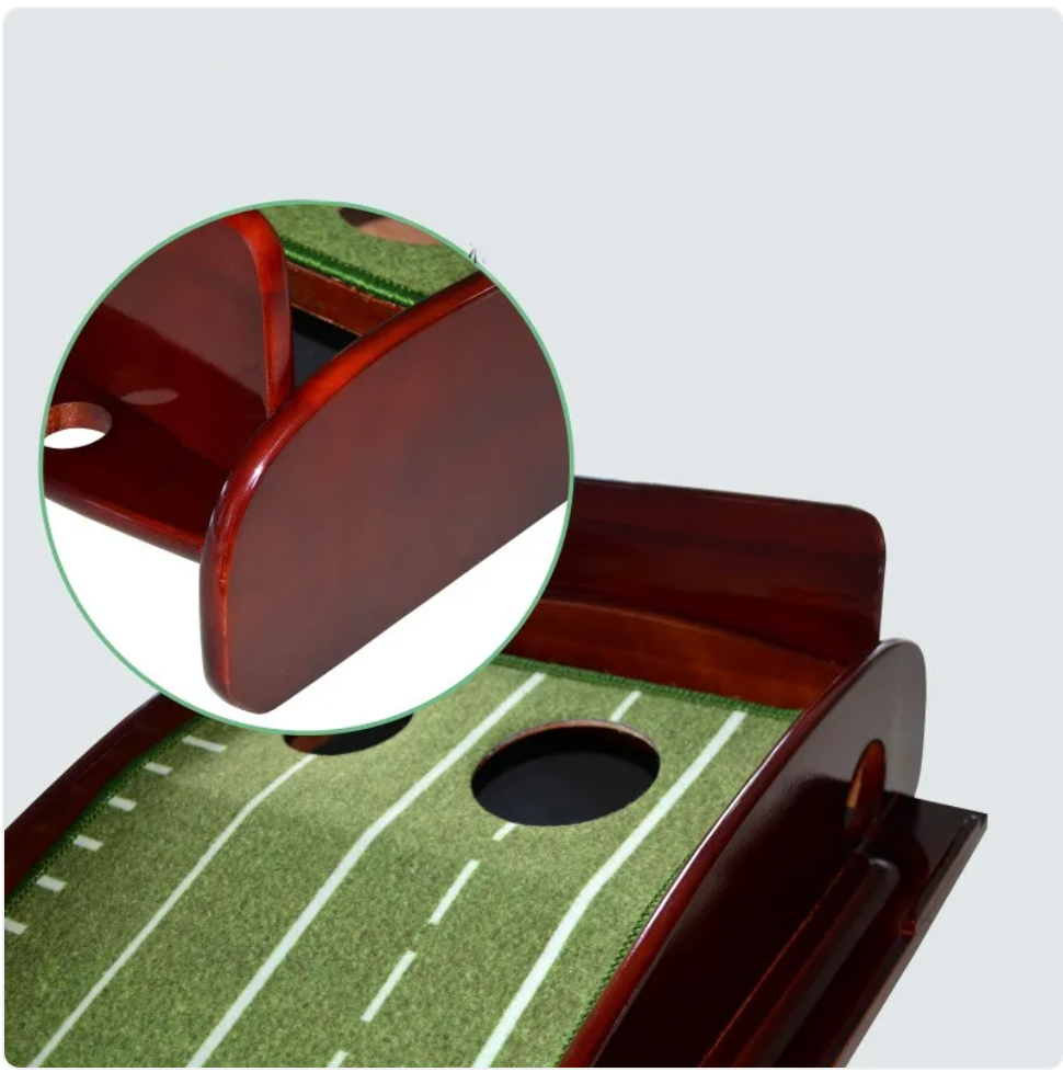 SHANK Mahogany Putting Trainer — Dual-Hole Auto Return